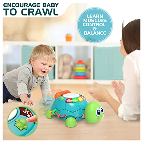 JYUSMILE JUGUETES PARA BEBE S DE 6 A 12 MESES JUGUETES MUSICALES DE TORTUGAS QUE GATEAN PARA BEBE S - 3