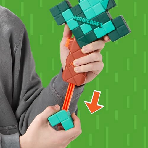 NERF MINECRAFT SWORD DART BLASTER CEBADO DE RETROCESO BORDE DE ESPUMA 8 DARDOS N1 EDADES 8 - 4