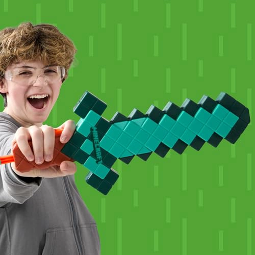 NERF MINECRAFT SWORD DART BLASTER CEBADO DE RETROCESO BORDE DE ESPUMA 8 DARDOS N1 EDADES 8 - 7