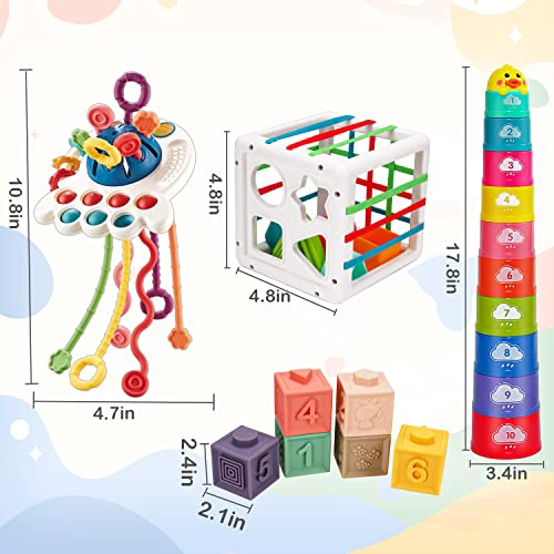 JUGUETES MONTESSORI PARA BEBE S DE 61218 MESES TAZAS DE APILAR CON CUERDA PARA BEBE S BLOQUES - 5