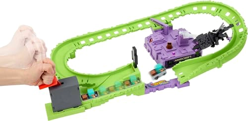 HOT WHEELS SET DE PISTA DE AUTOS DE JUGUETE PLAYSET RACERVERSE MINECRAFT Y STEVE CON ARMADURA - 2