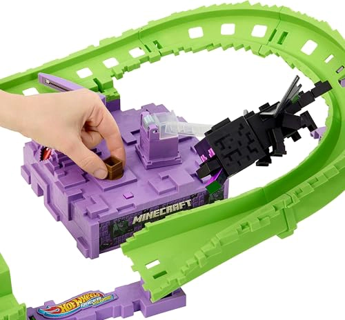 HOT WHEELS SET DE PISTA DE AUTOS DE JUGUETE PLAYSET RACERVERSE MINECRAFT Y STEVE CON ARMADURA - 3