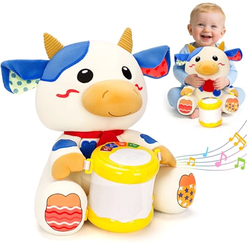 VOPITOS JUGUETES MUSICALES DE VACA DE PELUCHE PARA BEBE S DE 6 A 12 MESES TAMBOR DE MUSICA ILUMINADO - 1