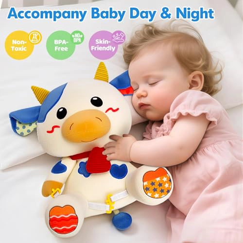VOPITOS JUGUETES MUSICALES DE VACA DE PELUCHE PARA BEBE S DE 6 A 12 MESES TAMBOR DE MUSICA ILUMINADO - 6