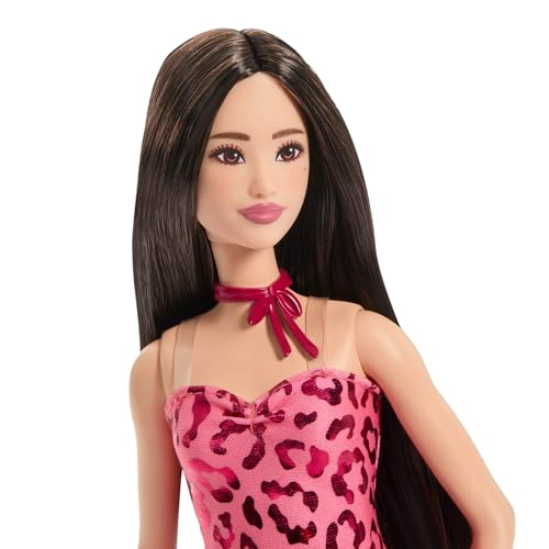 MUÑECA BARBIE FASHIONISTAS 246 CON CABELLO NEGRO VESTIDO SIN TIRANTES DE LEOPARDO ROSA - 3