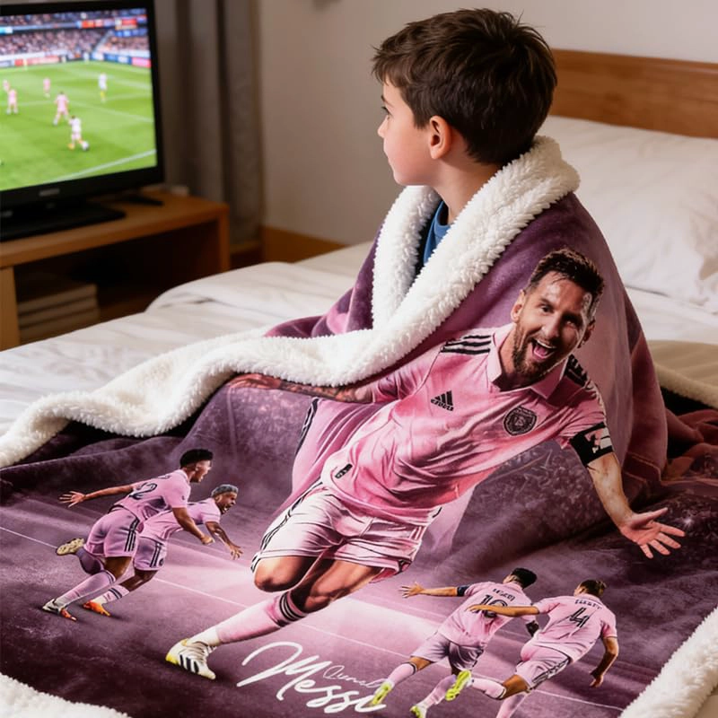 BILVAZOG LIONEL MESSI MANTA PARA NIÑOS FANATICOS MANTAS DE FUTBOL PARA TODAS LAS ESTACIONES SOFA - 5