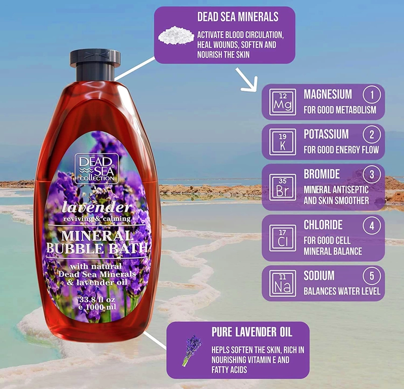 DEAD SEA COLLECTION BAÑO DE BURBUJAS CON LAVANDA PARA MUJERES Y HOMBRES ACEITE DE LAVANDA - 1