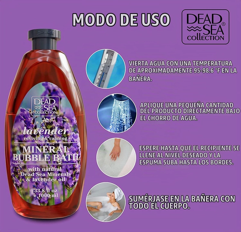 DEAD SEA COLLECTION BAÑO DE BURBUJAS CON LAVANDA PARA MUJERES Y HOMBRES ACEITE DE LAVANDA - 3