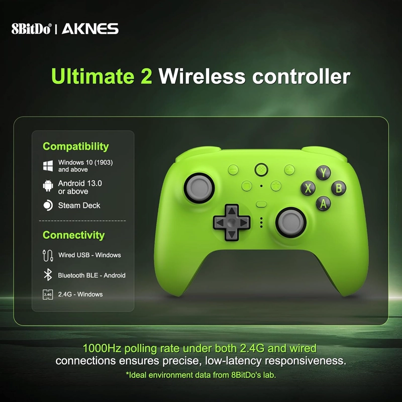8BITDO ULTIMATE 2 WIRELESS 2.4G CONTROLLER FOR WINDOWS&ANDROID, GREEN - 2