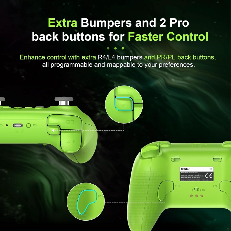 8BITDO ULTIMATE 2 WIRELESS 2.4G CONTROLLER FOR WINDOWS&ANDROID, GREEN - 5