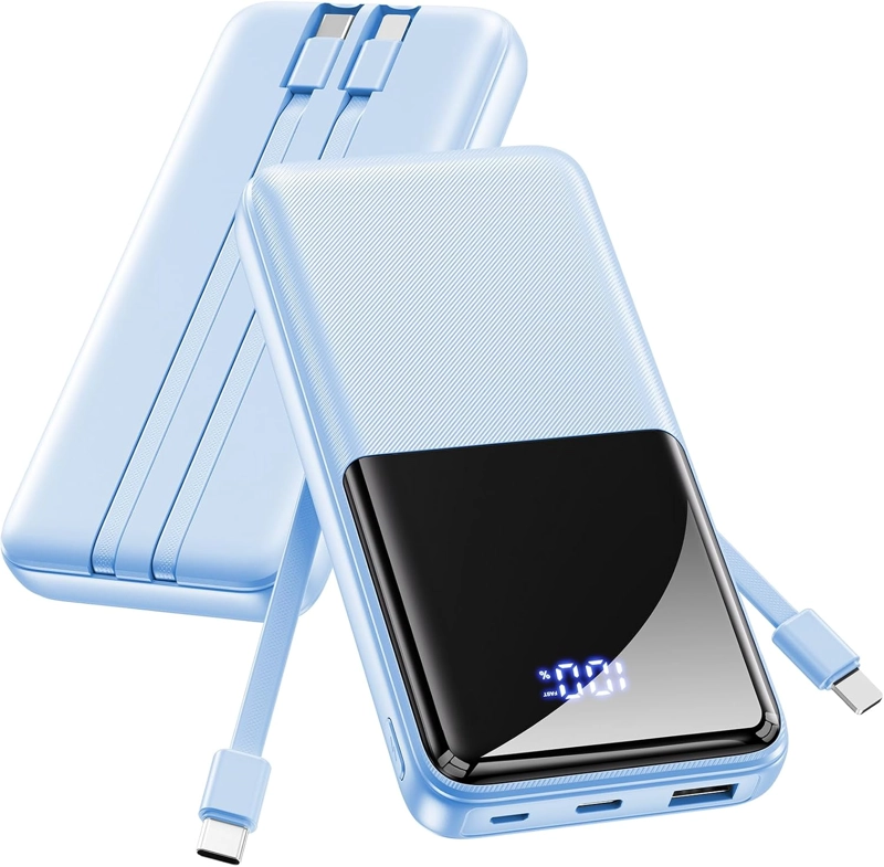 CFIAI CARGADOR PORTATIL 15000MAH SLIM POWER BANK CON CABLES INTEGRADOS - 1