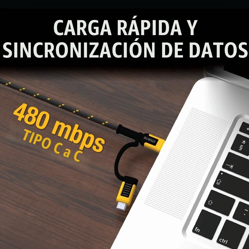 DEWALT CABLE 4 EN 1 DE ALTA RESISTENCIA, TIPO C/MICROUSB/USB, 6 PIES - 4