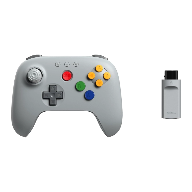 8BITDO 64 2.4G WIRELESS CONTROLLER FOR N64 CONSOLE, ANALOGUE 3D, AND WINDOWS GREY - 1