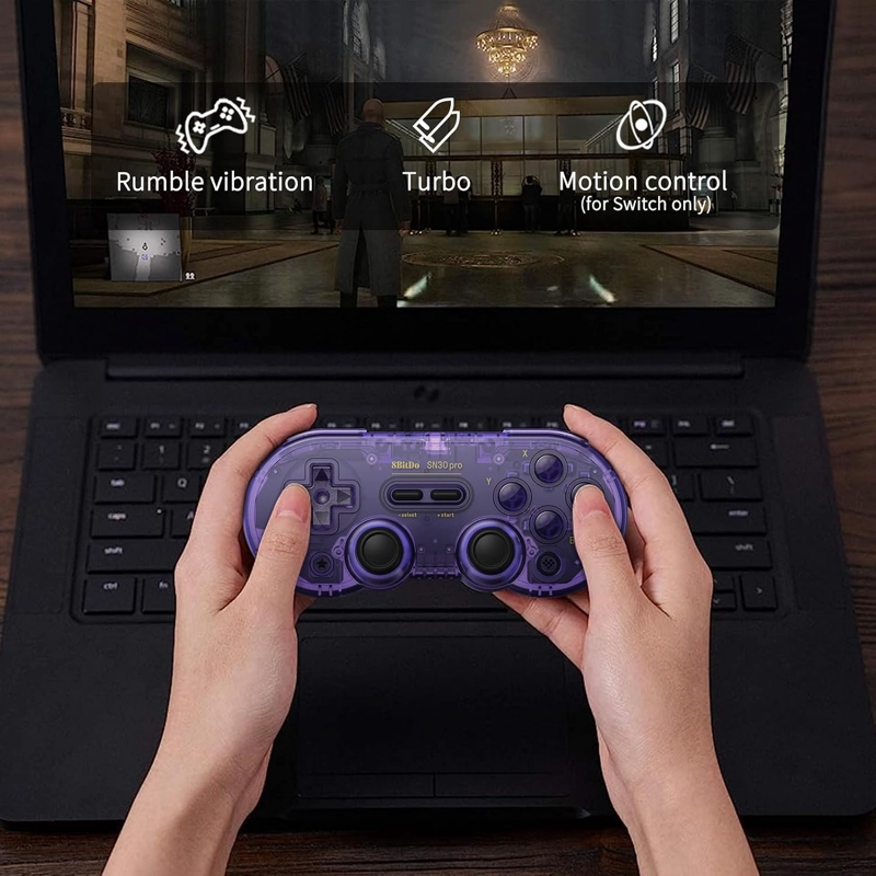 8BITDO SN30 PRO BLUETOOTH CONTROLLER FOR SWITCH1/2,WINDOWS, CRYSTAL PURPLE - 4