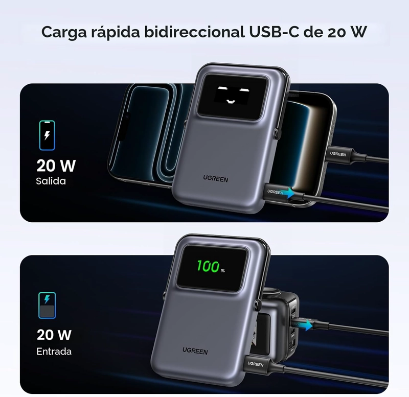 UGREEN UNO 10000MAH BANCO MAGNE TICO PD 20W QI 7.5W PARA IPHONE - 3