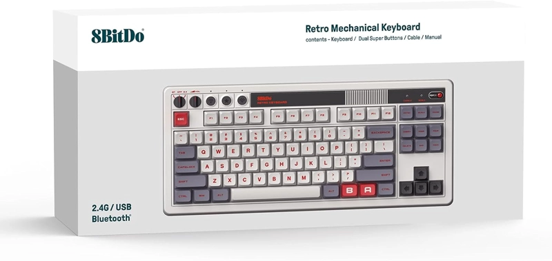 8BITDO RETRO MECHANICAL TECLADO MECANICO, BLUETOOTH/2.4G/USB-C INTERCAMBIABLE EN CALIENTE - 4