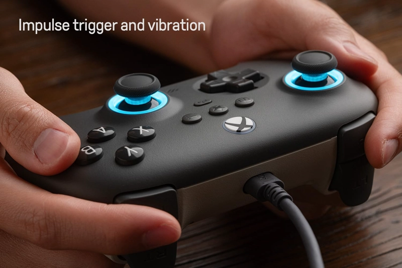 8BITDO ULTIMATE C HALL EFFECT JOYSTICKS/HALL TRIGGER WIRED CONTROLLER CON RGB LIGHTING FIRE RING, - 5