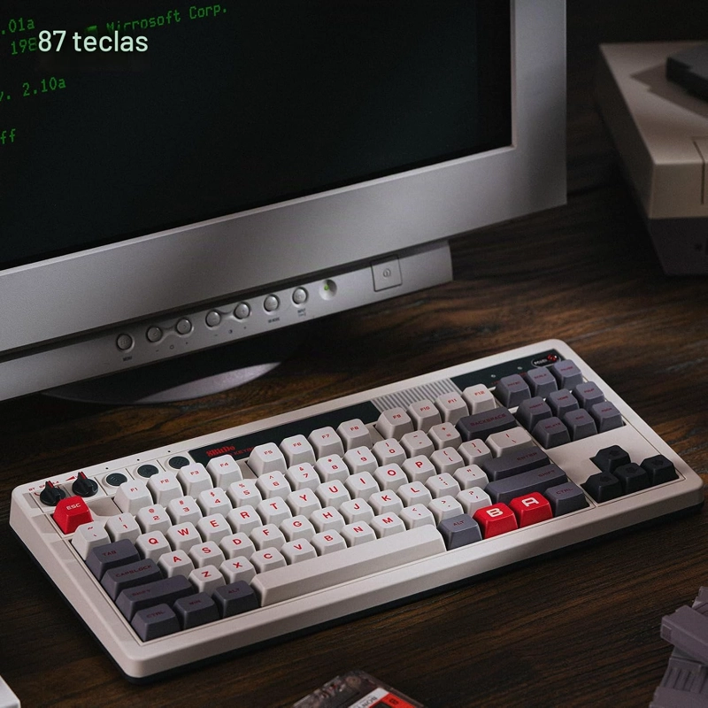 8BITDO TECLADO MECANICO RETRO DE 87 TECLAS BLUETOOTH/2.4G/USB-C, INTERCAMBIABLE EN CALIENTE, DOS - 4