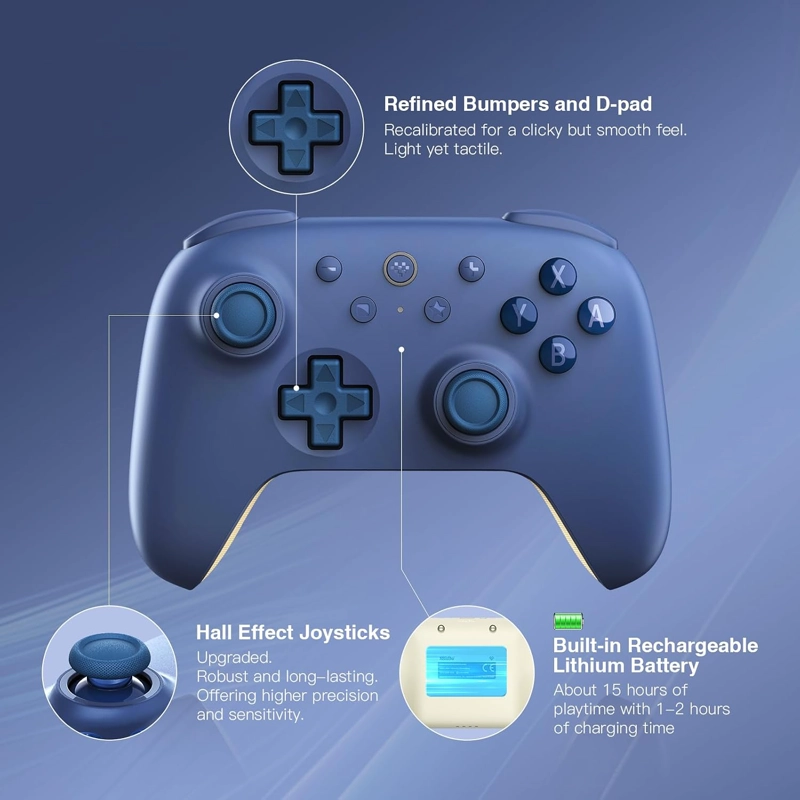 8BITDO ULTIMATE 2C BLUETOOTH CONTROLLER HALL EFFECT JOYSTICK UPDATE - PARA SWITCH/SWITCH 2, - 2