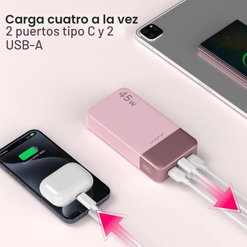 JUOVI BANCO DE ENERGIA DE CARGA RAPIDA, 20000MAH 45W CARGADOR PORTATIL, CARGA SUPER RAPIDA SAMSUNG - 3