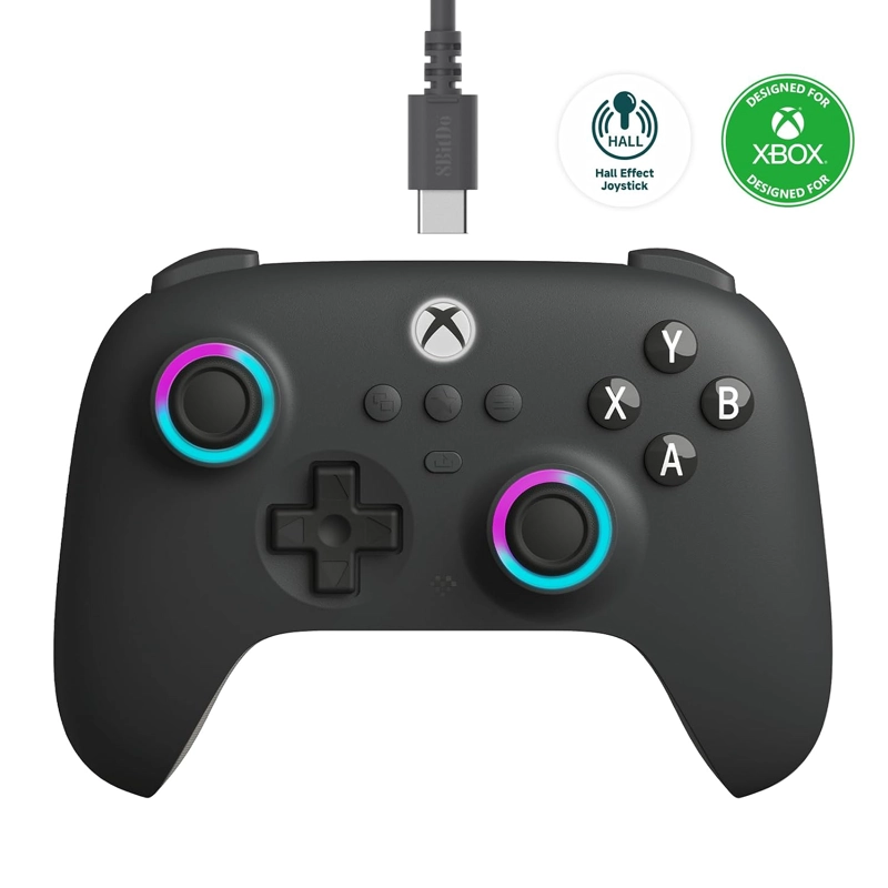 8BITDO ULTIMATE C WIRED CONTROLLER PARA XBOX CON HALL EFFECT JOYSTICKS Y TRIGGERS, RGB LIGHTING - 1