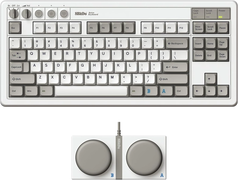 8BITDO RETRO MECHANICAL TECLADO MECANICO, BLUETOOTH/2.4G/USB-C INTERCAMBIABLE EN CALIENTE - 1