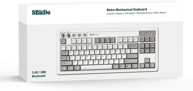 8BITDO RETRO MECHANICAL TECLADO MECANICO, BLUETOOTH/2.4G/USB-C INTERCAMBIABLE EN CALIENTE - 5