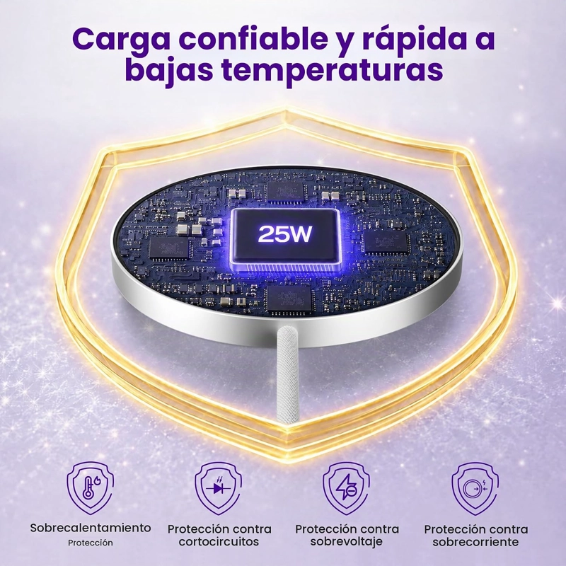 CARGADOR INALAMBRICO MAGNE TICO DE 25 W: ALMOHADILLA DE CARGA RAPIDA PARA IPHONE 17, 16, 15, 14, 13, - 5