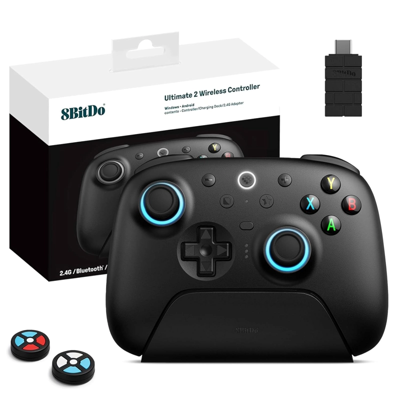 8BITDO ULTIMATE 2 INALAMBRICO 2.4G CONTROLLER TMR JOYSTICK UPDATE , STAR-RING RGB LIGHTS, - 1
