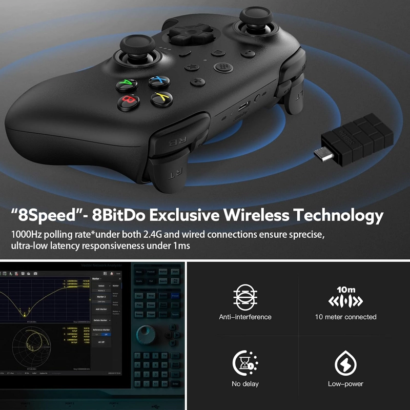 8BITDO ULTIMATE 2 INALAMBRICO 2.4G CONTROLLER TMR JOYSTICK UPDATE , STAR-RING RGB LIGHTS, - 3