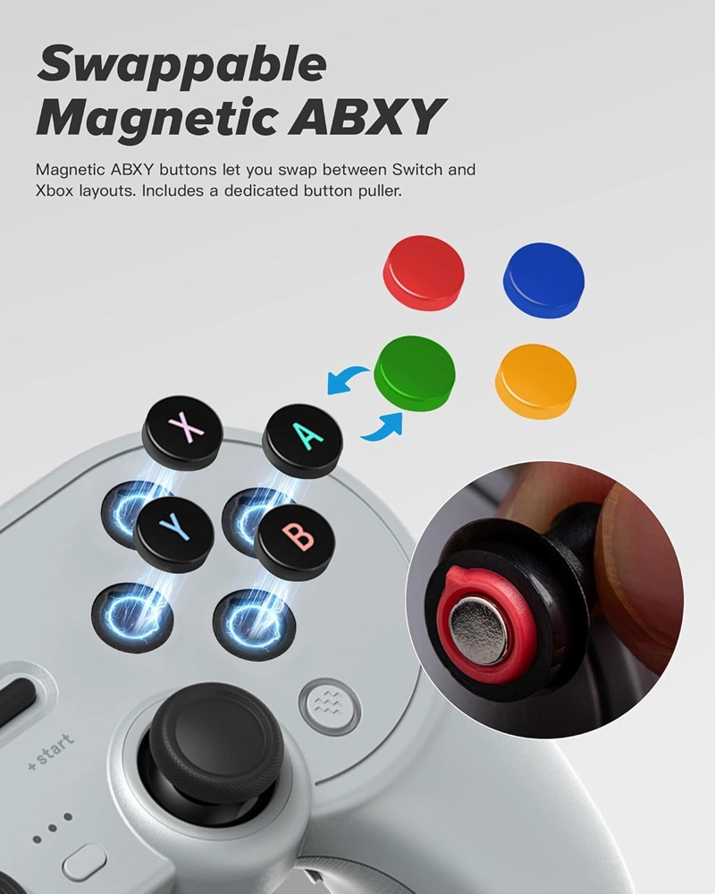 8BITDO PRO 3 BLUETOOTH CONTROLLER CON TMR JOYSTICKS, SWAPPABLE ABXY BOTONES PROGRAMABLES, PRO BACK - 4