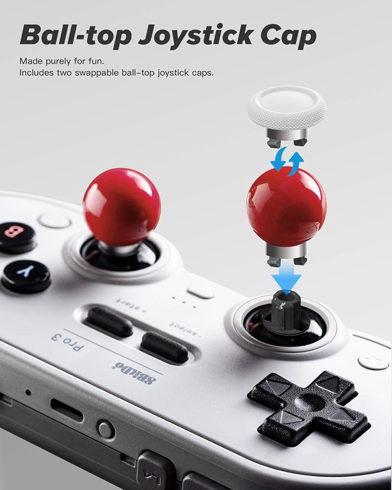 8BITDO PRO 3 BLUETOOTH CONTROLLER CON TMR JOYSTICKS, SWAPPABLE ABXY BOTONES PROGRAMABLES, PRO BACK - 5