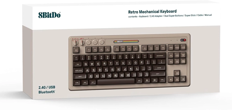 8BITDO RETRO MECHANICAL TECLADO MECANICO, BLUETOOTH/2.4G/USB-C INTERCAMBIABLE EN CALIENTE - 5