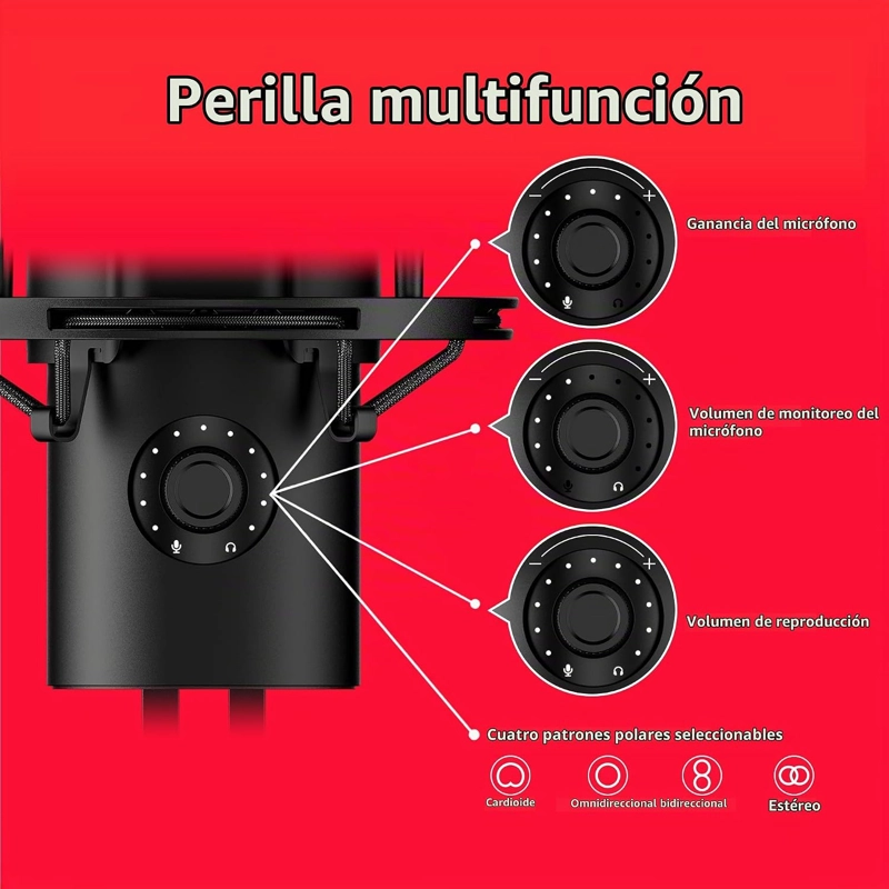 HYPERX QUADCAST 2 - MICROFONO USB PARA JUEGOS, TRANSMISION Y PODCASTING, CON CONTROLES INTEGRADOS, - 4