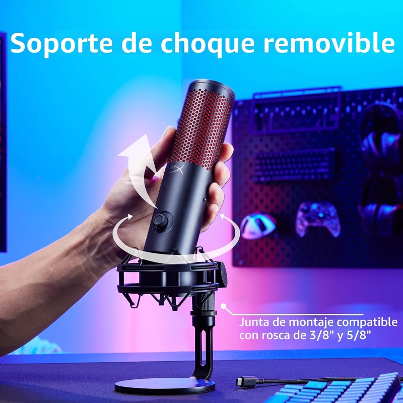 HYPERX QUADCAST 2 - MICROFONO USB PARA JUEGOS, TRANSMISION Y PODCASTING, CON CONTROLES INTEGRADOS, - 6