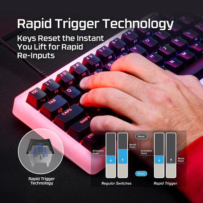 HYPERX ORIGINS 2 PRO 65, TECLADO PARA JUEGOS, PC, INTERRUPTORES LINEALES MAGNE TICOS, DISPARADOR - 3