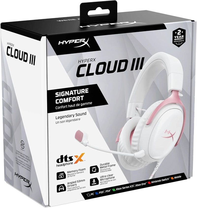 HYPERX CLOUD III WIRED PARA JUEGOS GAMER HEADSET, PC, PS5, XBOX SERIES X S, ANGLED 53MM DRIVERS, - 5