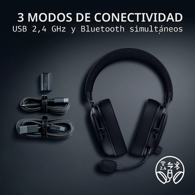 RAZER BLACKSHARK V3 AURICULARES INALAMBRICOS PARA JUEGOS PARA PC, BATERIA DE 70 HORAS, COLOR NEGRO - 6