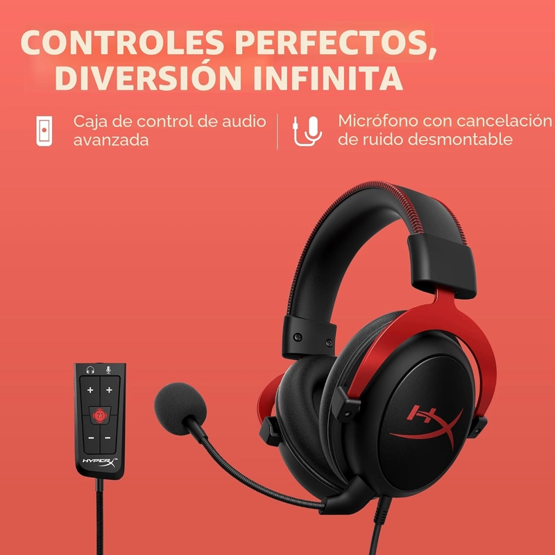 HYPERX CLOUD II - AURICULARES PARA JUEGOS, SONIDO ENVOLVENTE 7.1, ALMOHADILLAS DE ESPUMA - 4