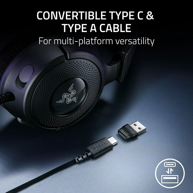 RAZER KRAKEN V4 X AURICULARES PARA JUEGOS USB-C Y TIPO A CON CABLE, COLOR - 6