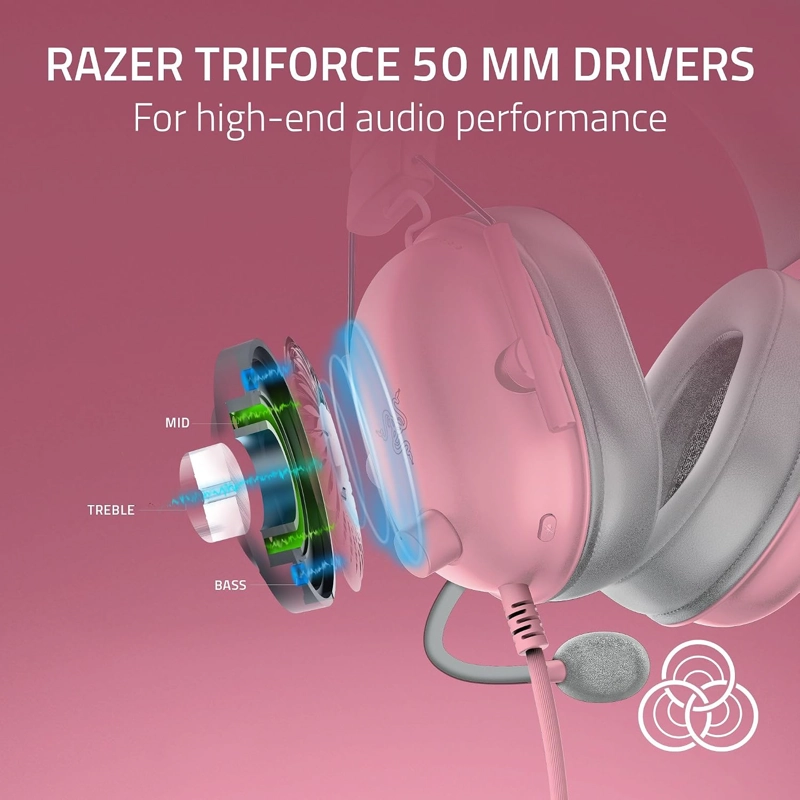 RAZER BLACKSHARK V2 X AURICULARES CON CABLE PARA JUEGOS PARA XBOX, ROSA - 2