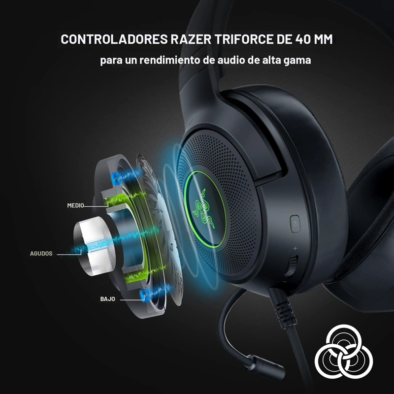RAZER KRAKEN V3 X AURICULARES USB CON CABLE PARA JUEGOS, LIGEROS, COLOR - 3