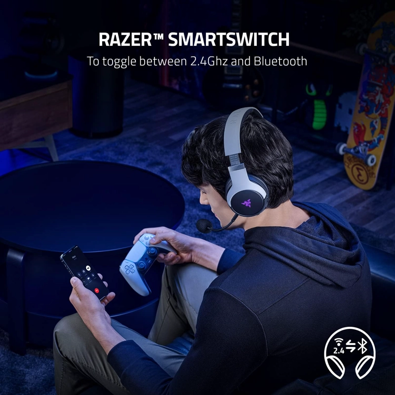 RAZER KAIRA PRO DUAL INALAMBRICO PARA JUEGOS GAMER HEADSET W/HAPTICS PARA PLAYSTATION 5 / PS5, PC, - 6