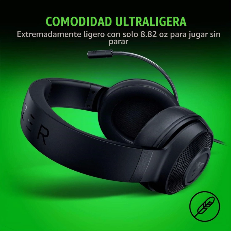 RAZER - AUDIFONOS KRAKEN X LITE ULTRA LIGEROS PARA VIDEOJUEGOS, NEGRO CLASICO TALLA UNICA - 2