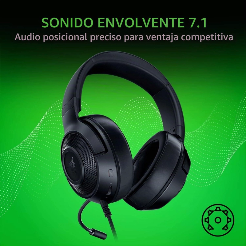 RAZER - AUDIFONOS KRAKEN X LITE ULTRA LIGEROS PARA VIDEOJUEGOS, NEGRO CLASICO TALLA UNICA - 3
