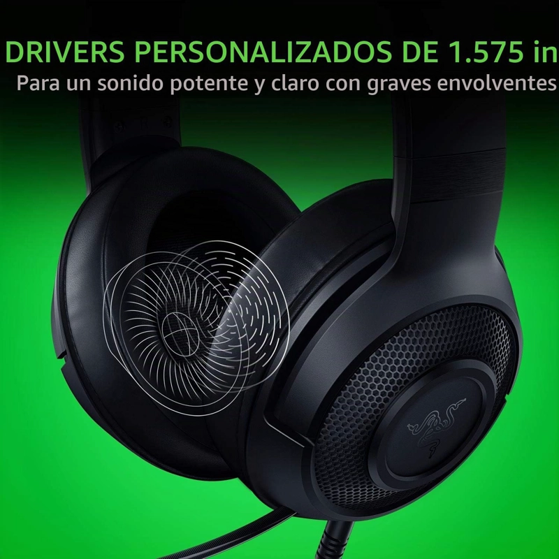 RAZER - AUDIFONOS KRAKEN X LITE ULTRA LIGEROS PARA VIDEOJUEGOS, NEGRO CLASICO TALLA UNICA - 4