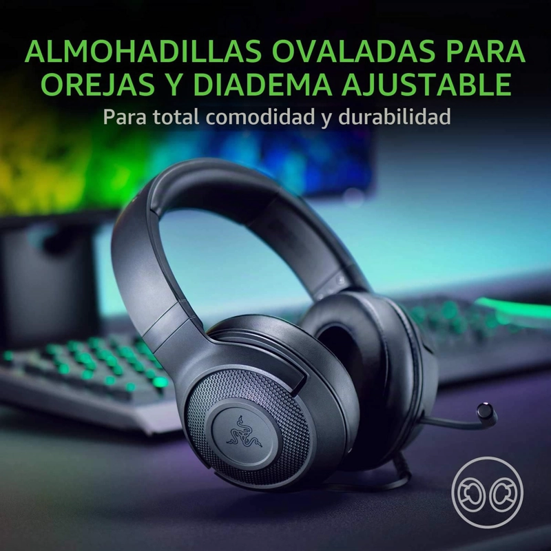 RAZER - AUDIFONOS KRAKEN X LITE ULTRA LIGEROS PARA VIDEOJUEGOS, NEGRO CLASICO TALLA UNICA - 6