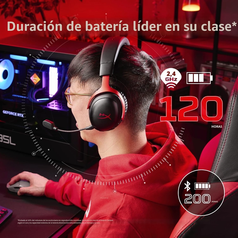 HYPERX CLOUD III S AURICULARES INALAMBRICOS PARA JUEGOS, 2.4GHZ, BLUETOOTH, VIDA DE BATERIA - 2