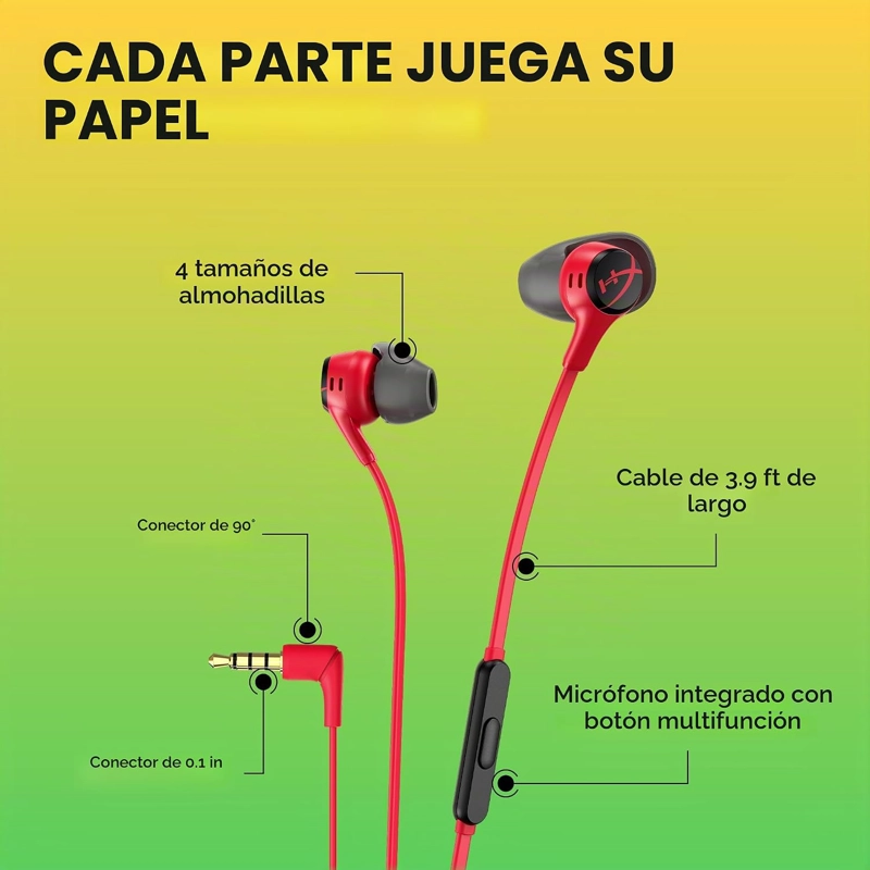 HYPERX CLOUD EARBUDS II CONTROLADORES DE 14MM, CUATRO PUNTAS PARA LOS OIDOS, ESTUCHE RIGIDO - 6