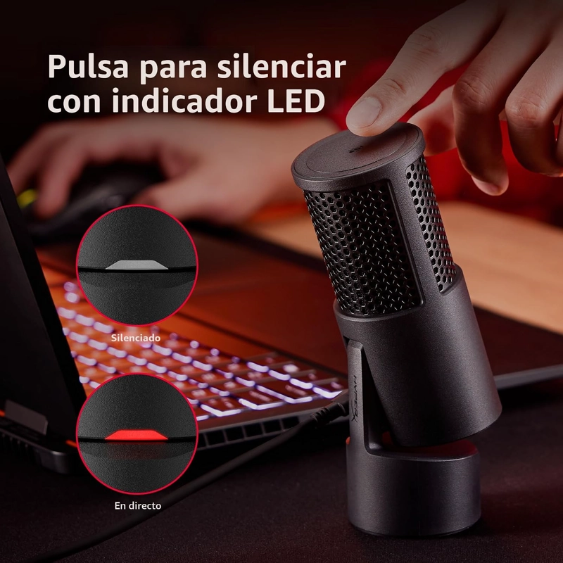HYPERX SOLOCAST 2 - MICROFONO CONDENSADOR USB PARA JUEGOS PARA PC, USB-C A USB-A, FILTRO POP - 6